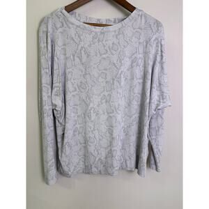 J. Jill Wearever Collection Gray Snakeskin Print Long Sleeve Top Medium
